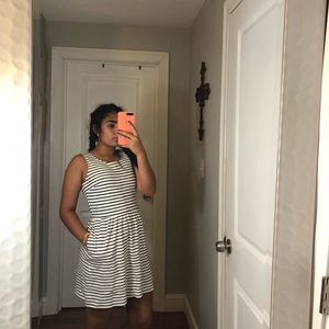 Jcrew Black and white stripped dress